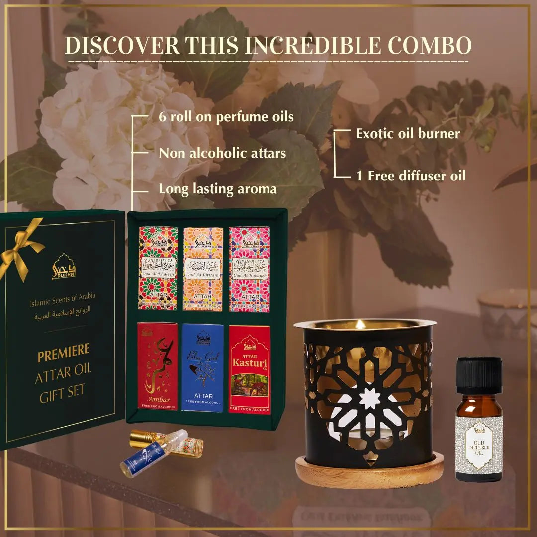 6 6ml Non Alcoholic Arabic Roll On Perfume Oils And Exotic Diffuser Oil Burner With Free Arabic Oud Oil US