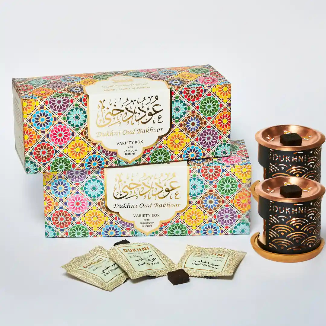 D hni Oud Bakhoor Variety Box With Burner Combo Of 2 Perfect Gift
