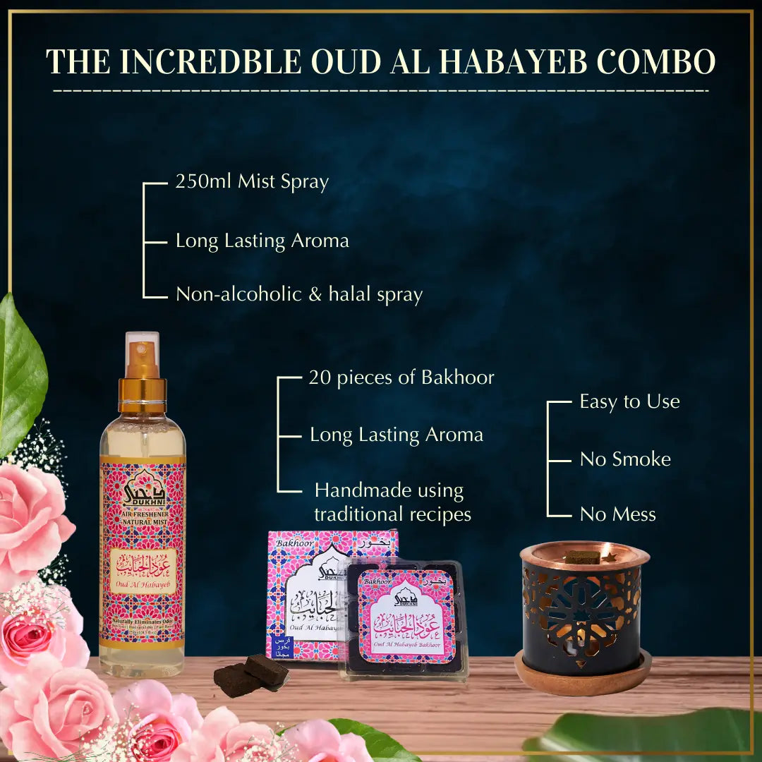 Get 20 Oud Habayeb Bakhoor Pieces With Smokeless Mess Free Burner And 250ml Mist Spray In This Combo US