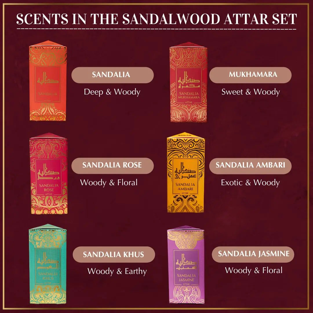 Scent Description Floral Earthy Woody Scents In Dukhni Sandalwood Attar Set Perfect Gift For Eid US