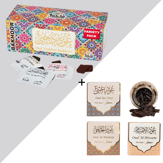 Oud ya Aini, Oud al Khaleeji, Oud al Ibtisam Muattar Bakhoor + Oud Bakhoor Variety Box | Refill Pack