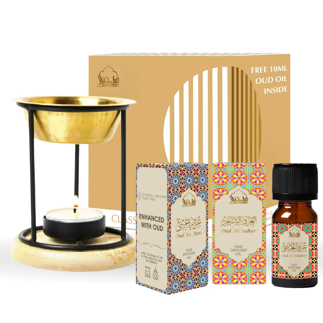 Arabian Oudh Diffuser Oil Set + Oil Burner & Free Oud Oil