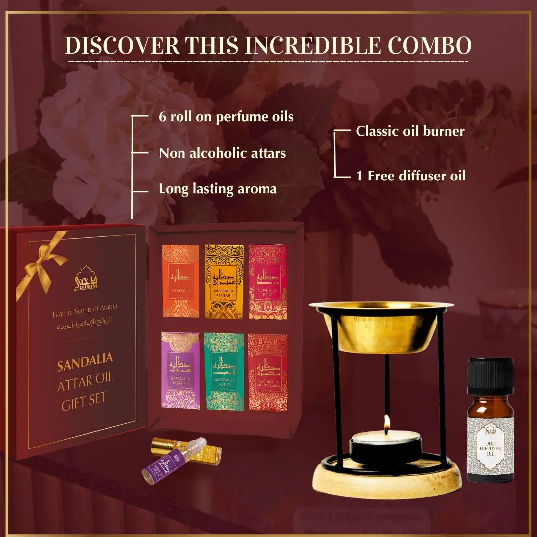 6 6ml Non Alcoholic Arabic Roll On Perfume Oils And Classic Diffuser Oil Burner With Free Arabic Oud Oil US