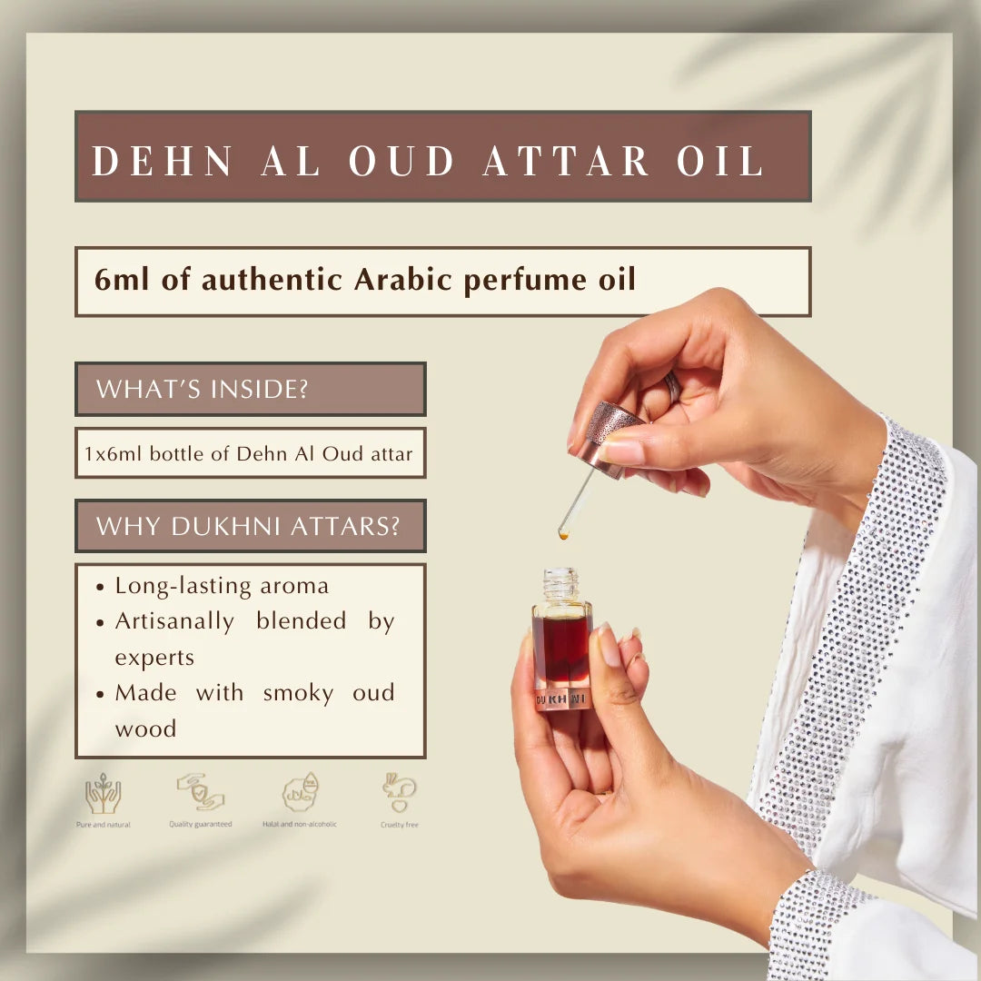 6ml Dehn Al Oud Attar Oil Non Alcoholic Arabic Attar Oil By Dukhni Blended By Experts Smokey Oud Perfume Oil US