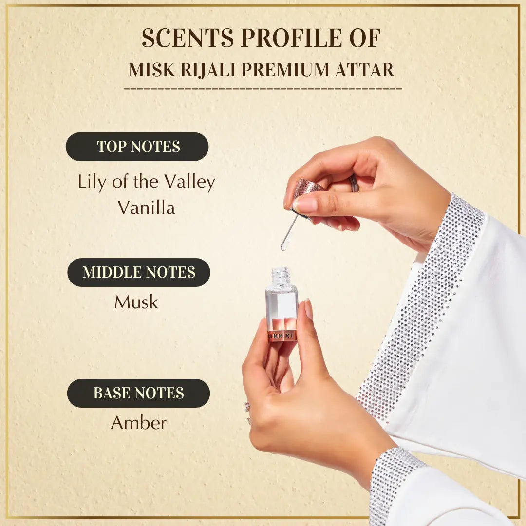 6ml Misk Rijali Premium Attar Musk Based Attar Lily Of Valley Vanilla Musk Amber Perfume US