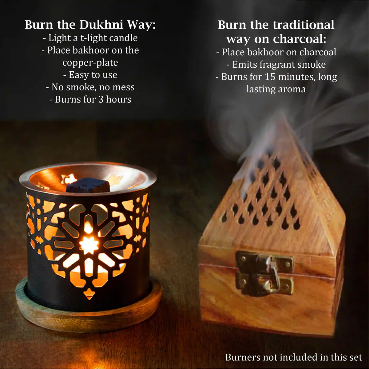 Burn Dukhni Oud Bakhoor On Dukhni Smokeless Bakhoor Burner Or Charcoal Electric Burner US