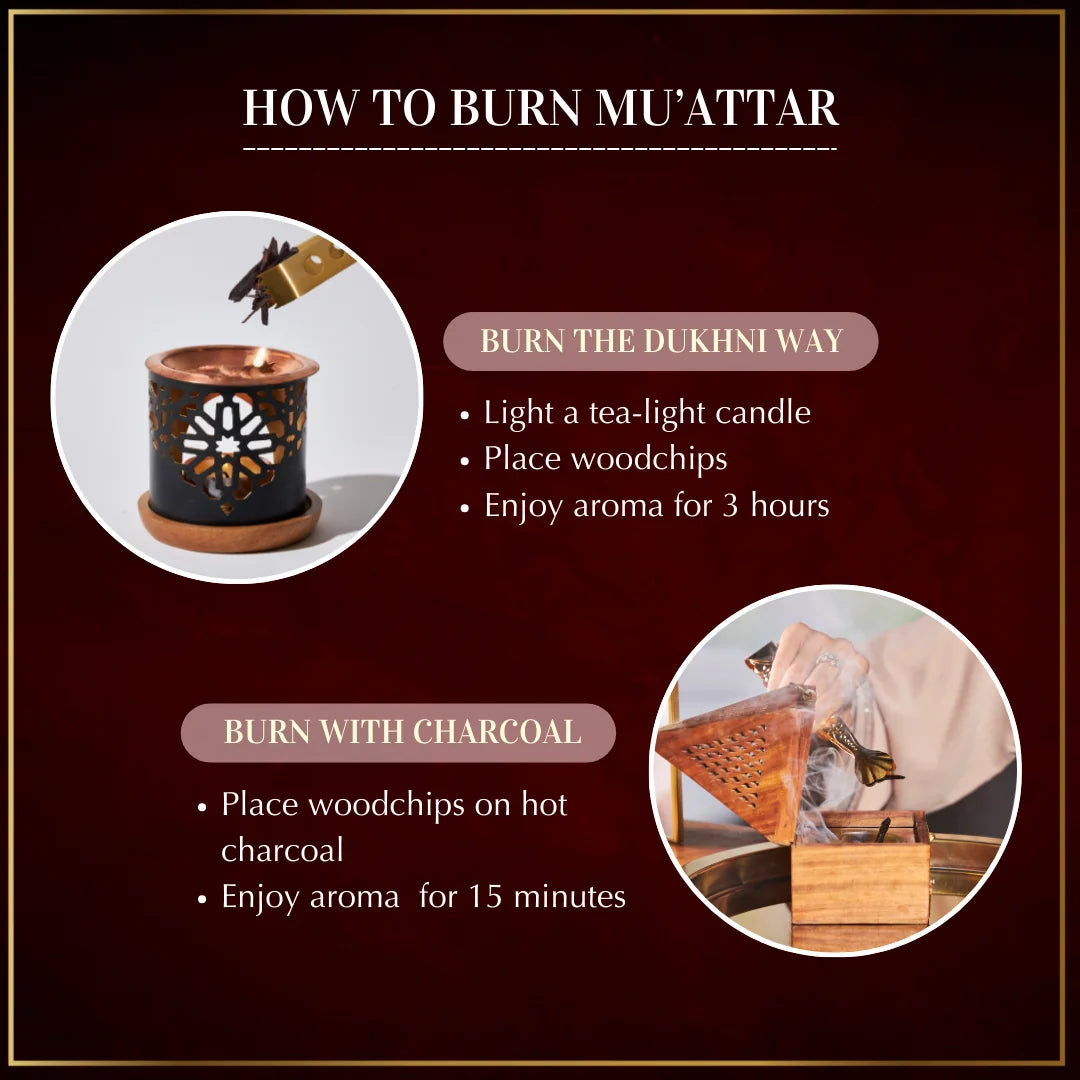 Burn Oud Ibtisam Muattar Bakhoor On Dukhni Smokeless Burner Or Charcoal To Scent Your Space US