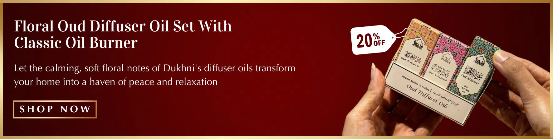 Dukhni Floral Diffuser Oil Set 3 Assorted  Scents With Classic Oil Burner US