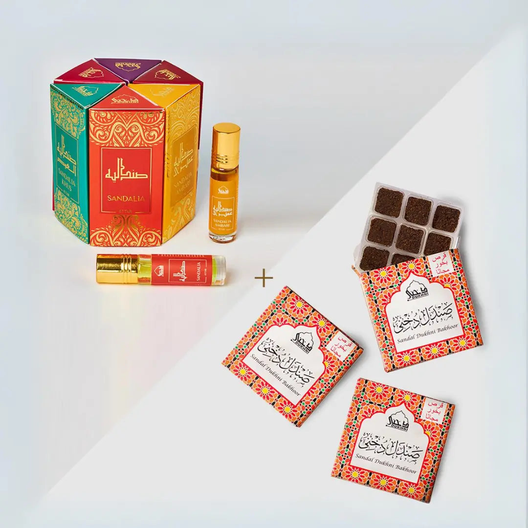 Dukhni Sandalwood Attar Oil Set And Sandal Bakhoor Combo US