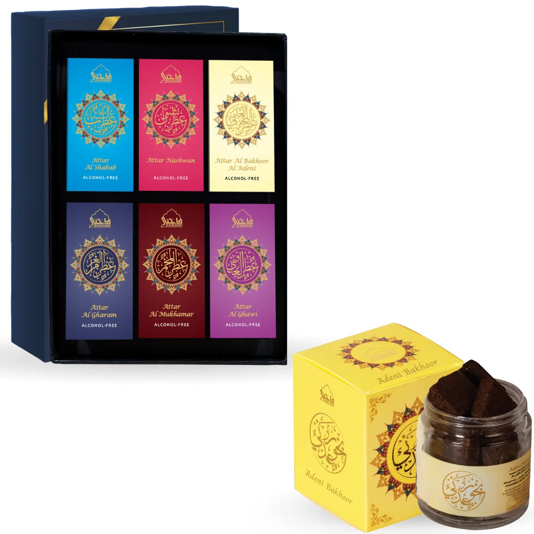 Dukhni Yemeni Attar Oil Set And Yemeni Bakhoor Adeni Combo
