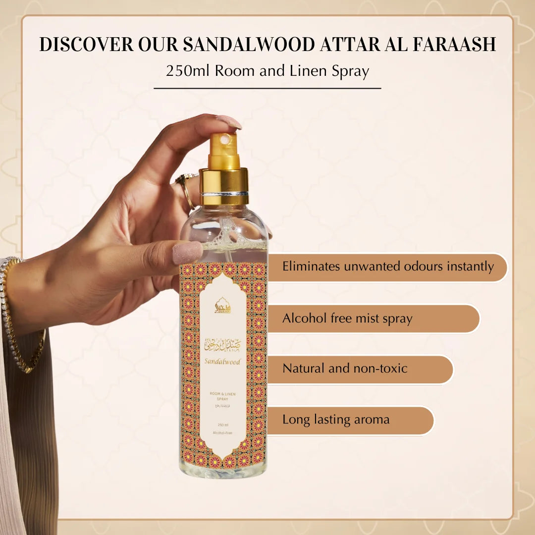 Dukkhni 250ml Non Alcoholic Sandalwood Mist Spray Air Freshener Room Mist US