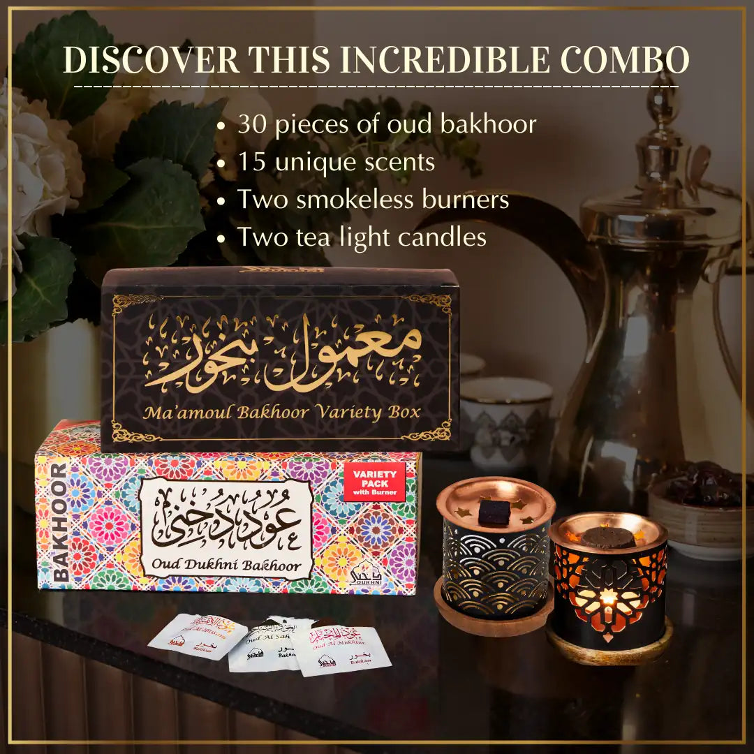 Get 30 Pieces Of Bakhoor 15 Scents With Smokeless Burners Authentic Arabic Incense Luxurious Premium Scents US