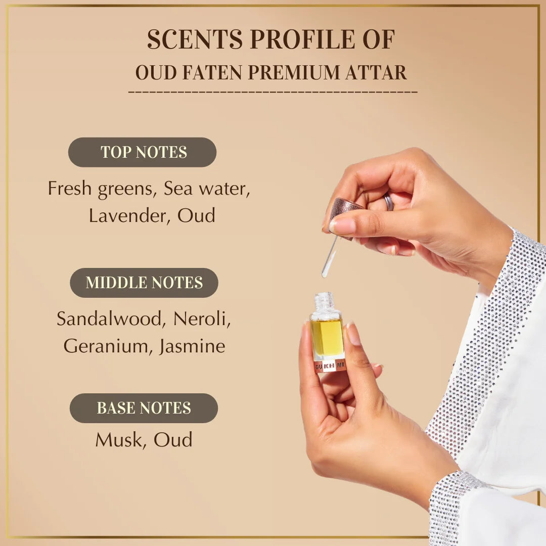 Oud Faten Premium Attar Lavender Fresh Greens Oud Musk Neroli Geranium Sandalwood Jasmine US