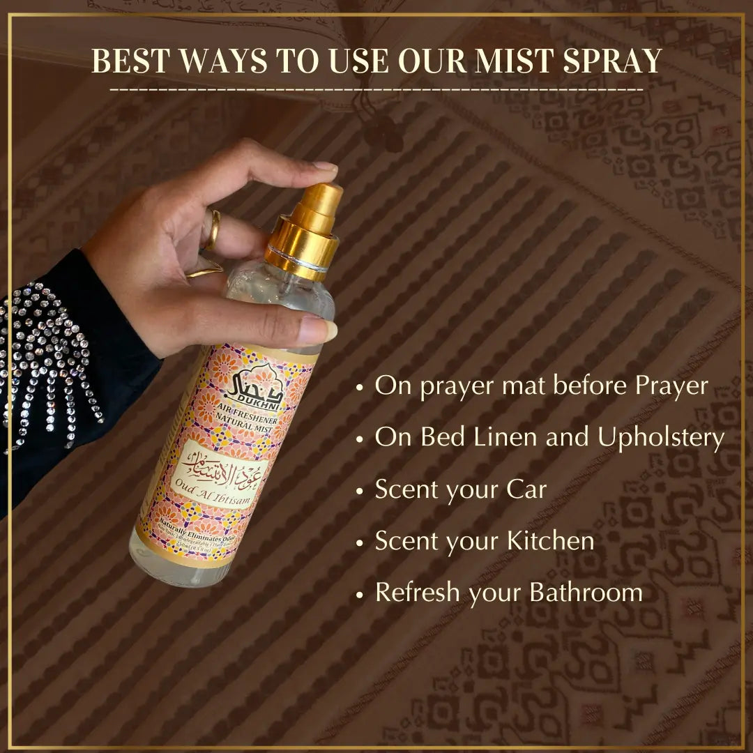 Oud Ibtisam Spray Perfect For Use On Prayer Mat Living Room Bathroom Car Study Room Kitchen Upholstery US