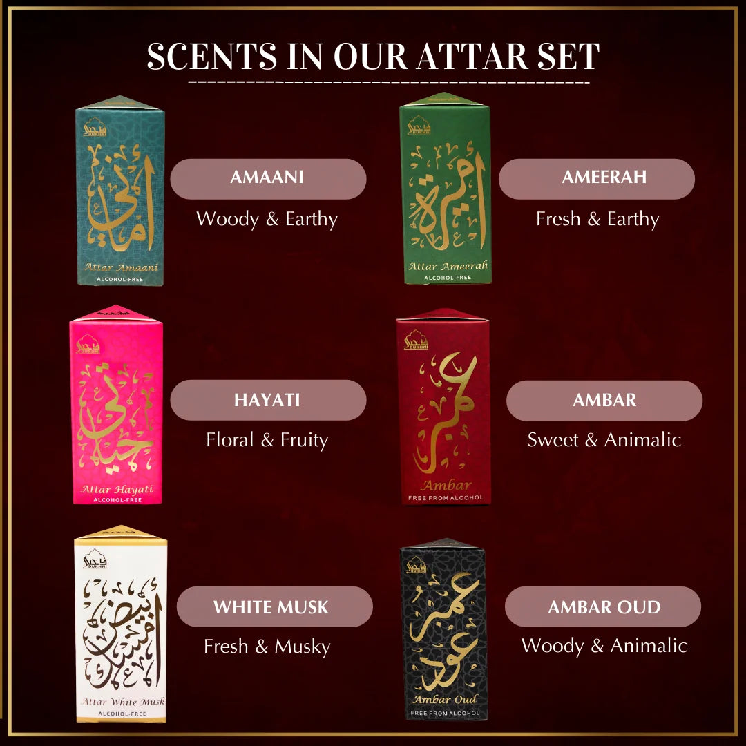 Scent Description Earthy Animalic Woody Scents In Dukhni Luxury Attar Set Assorted Scents Perfect Gift For Ramzan US