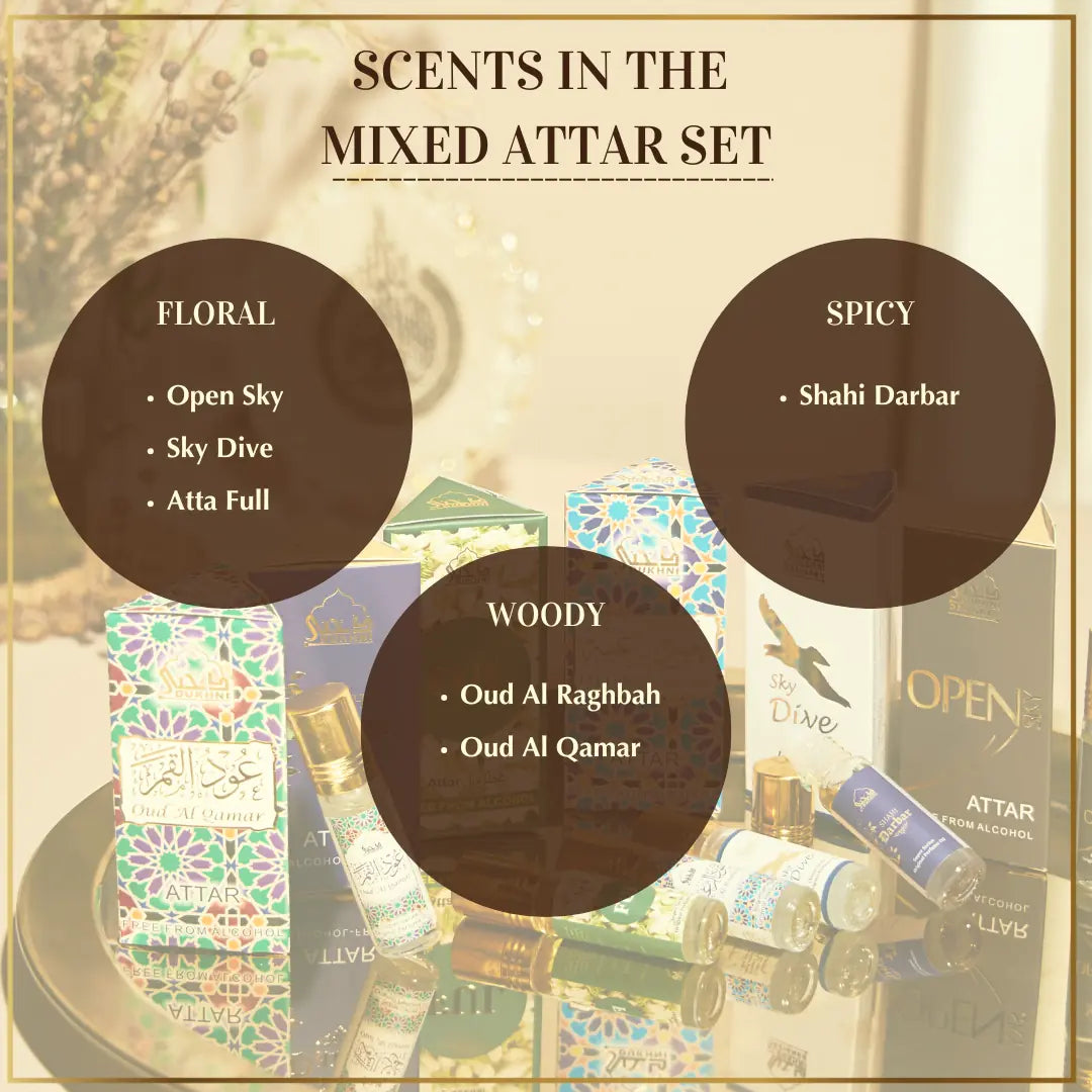 Scent Description Floral Spicy Woody Scents In Dukhni Mixed Attar Set Assorted Scents Perfect Gift For Eid US